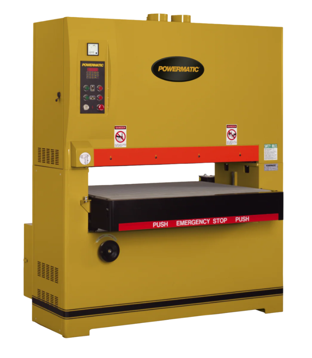 Powermatic's latest 43" wide belt sander with 25 horsepower motor and digital readout display.