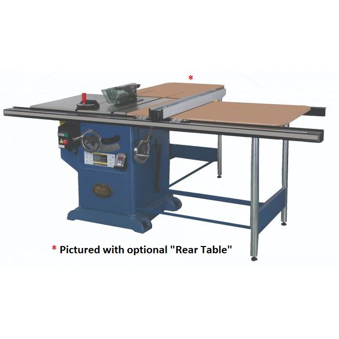 table saw with right hand extension table and 52" rip capacity and optional rear extension table