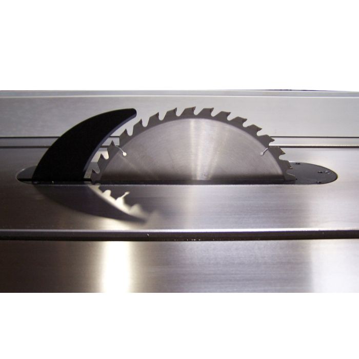 blade and riving knife projecting above table