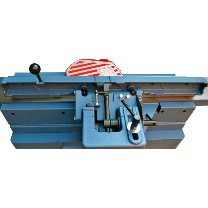 tilting fence with locking lever and positive stops at 45 degrees and 90 degrees