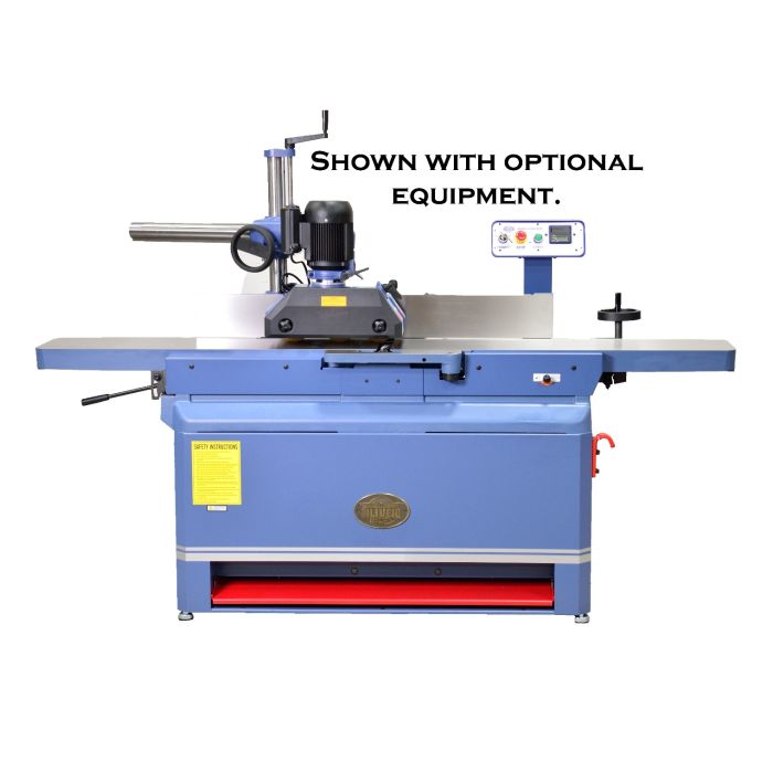 heavy-duty jointer shown with optional powered stock feeder