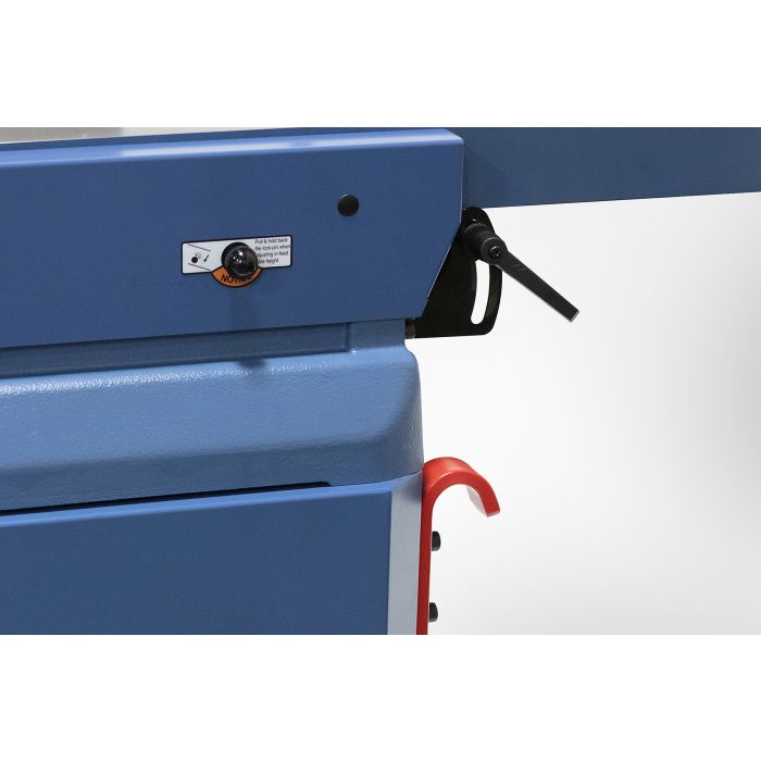 infeed table locking handle and adjustment pin
