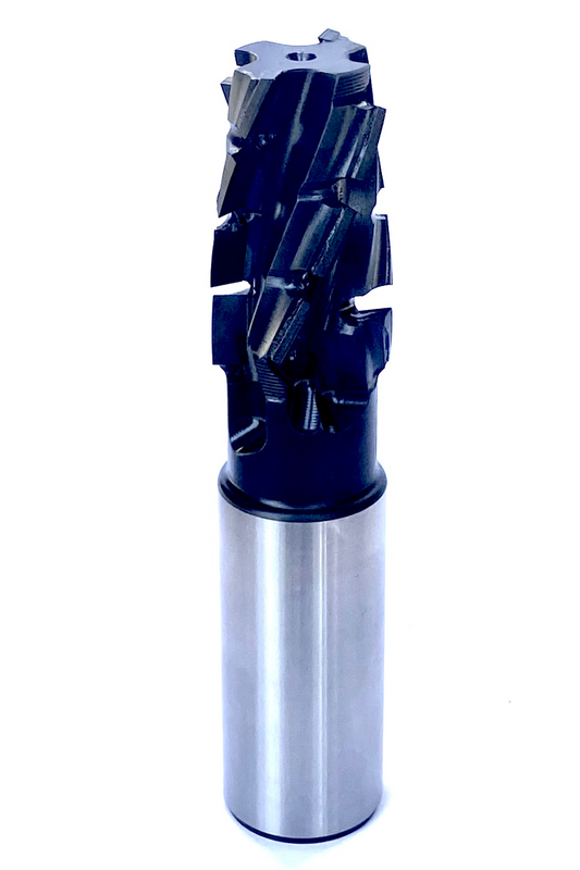 4 flute router bit with diamond edged surfaces for smooth finishing at high feed rates.