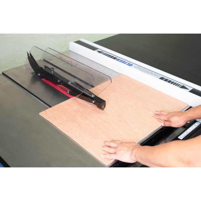 table saw ripping with guard in place