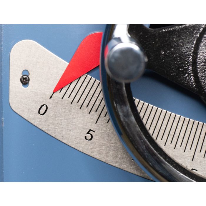 table saw blade tilt scale and locking hand wheel