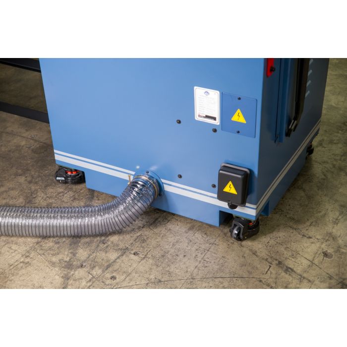 cabinet base with locking caster wheels and dust collection