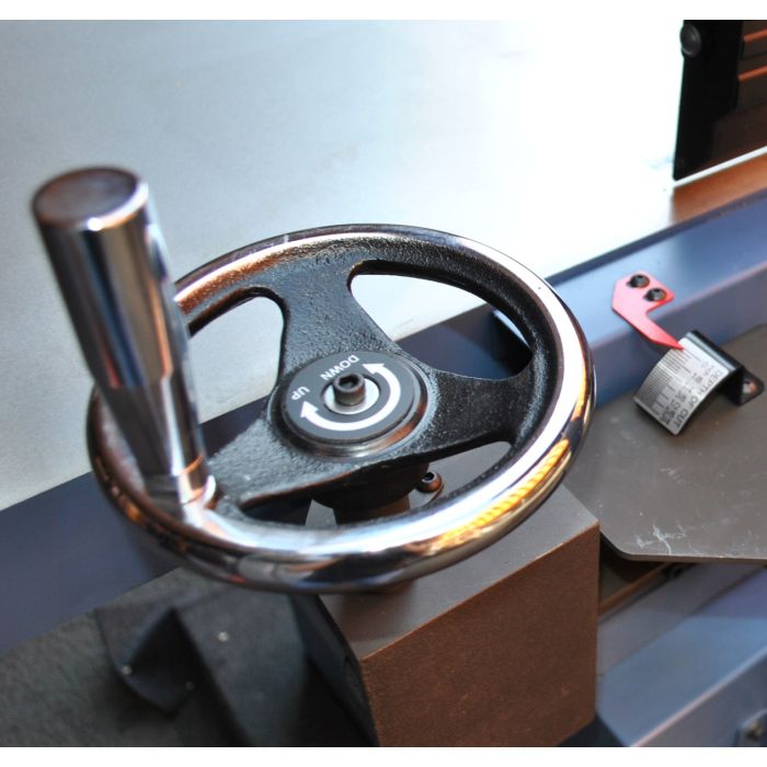 table height adjustment hand wheel with handle and scale