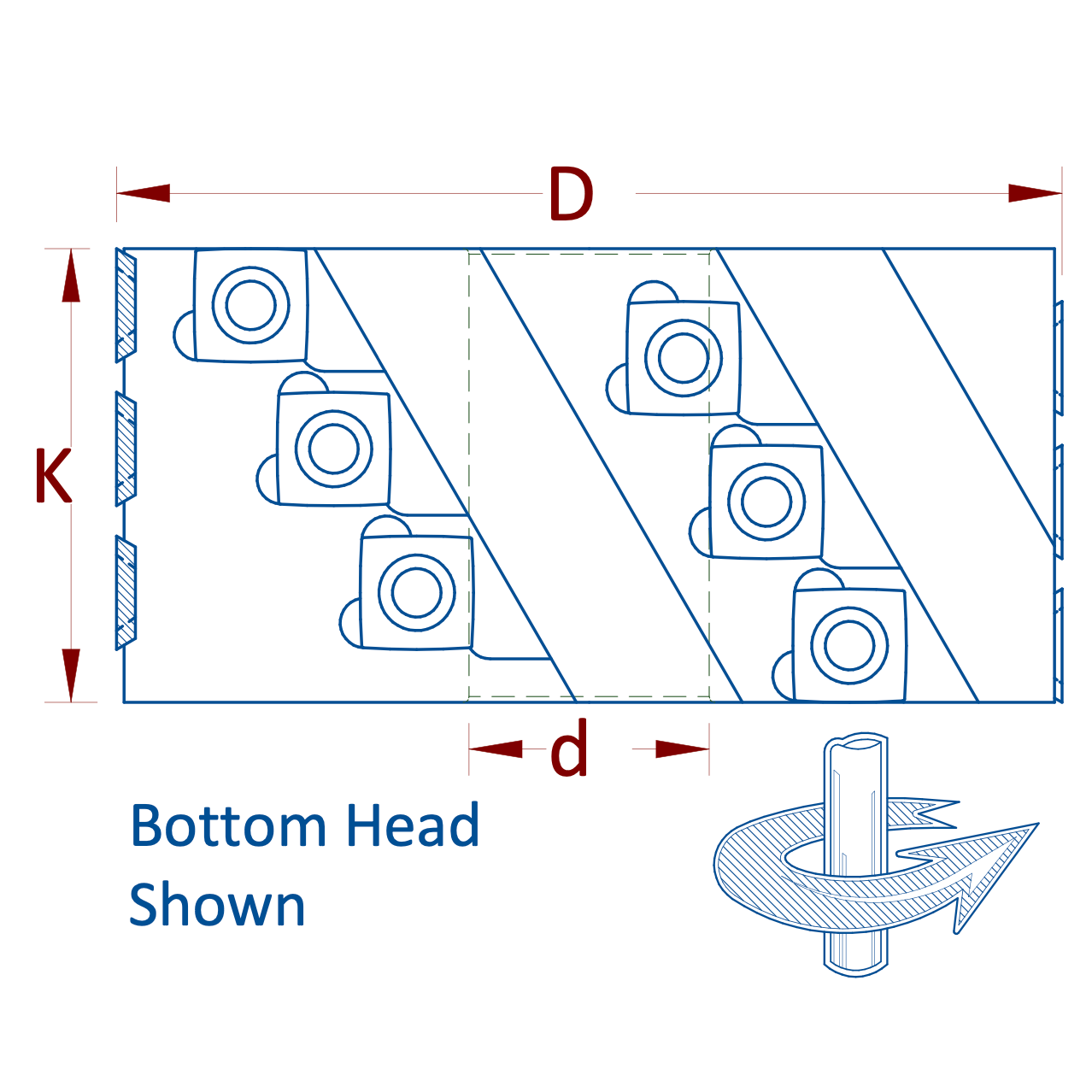 helical profile cutterhead drawing