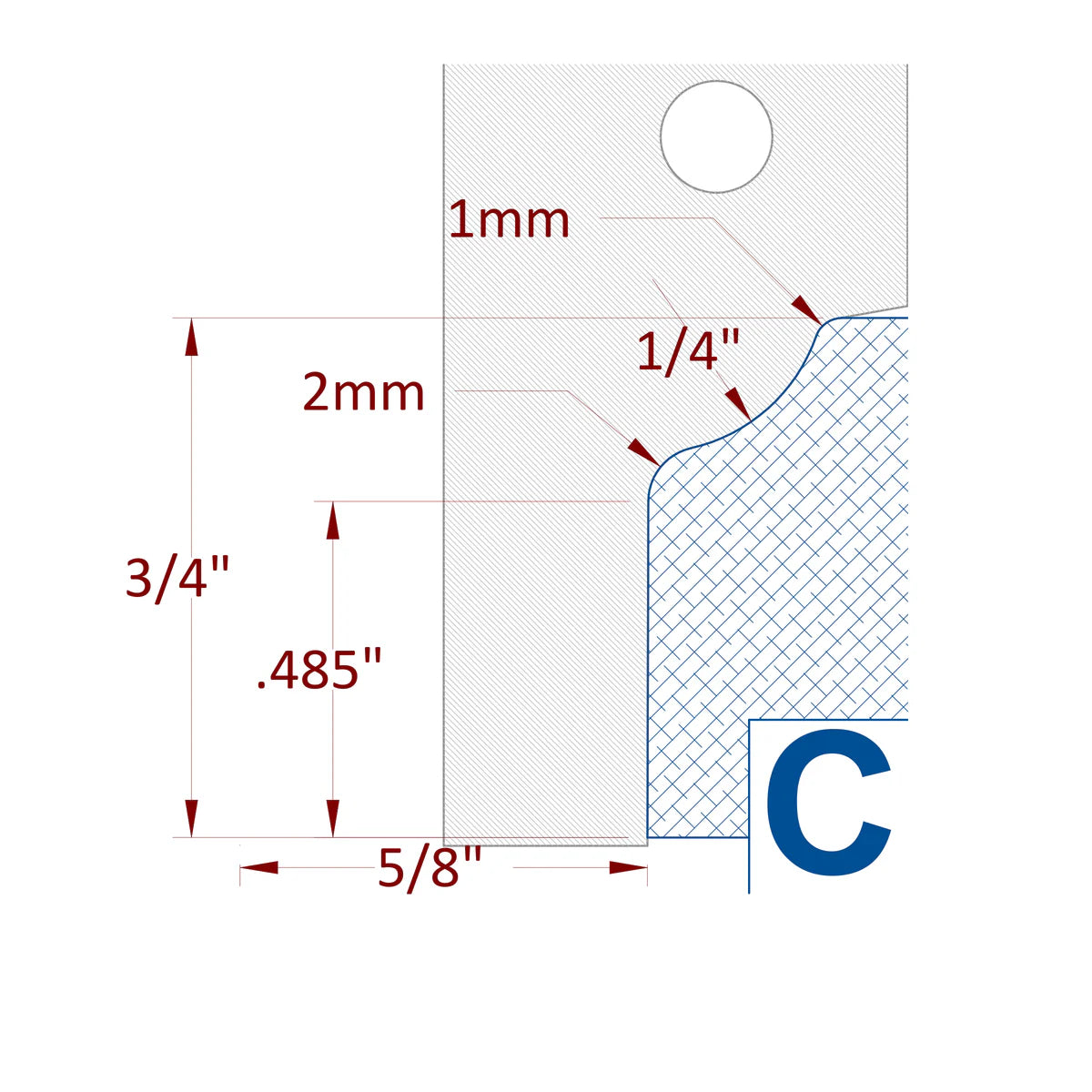 profile radius knife drawing