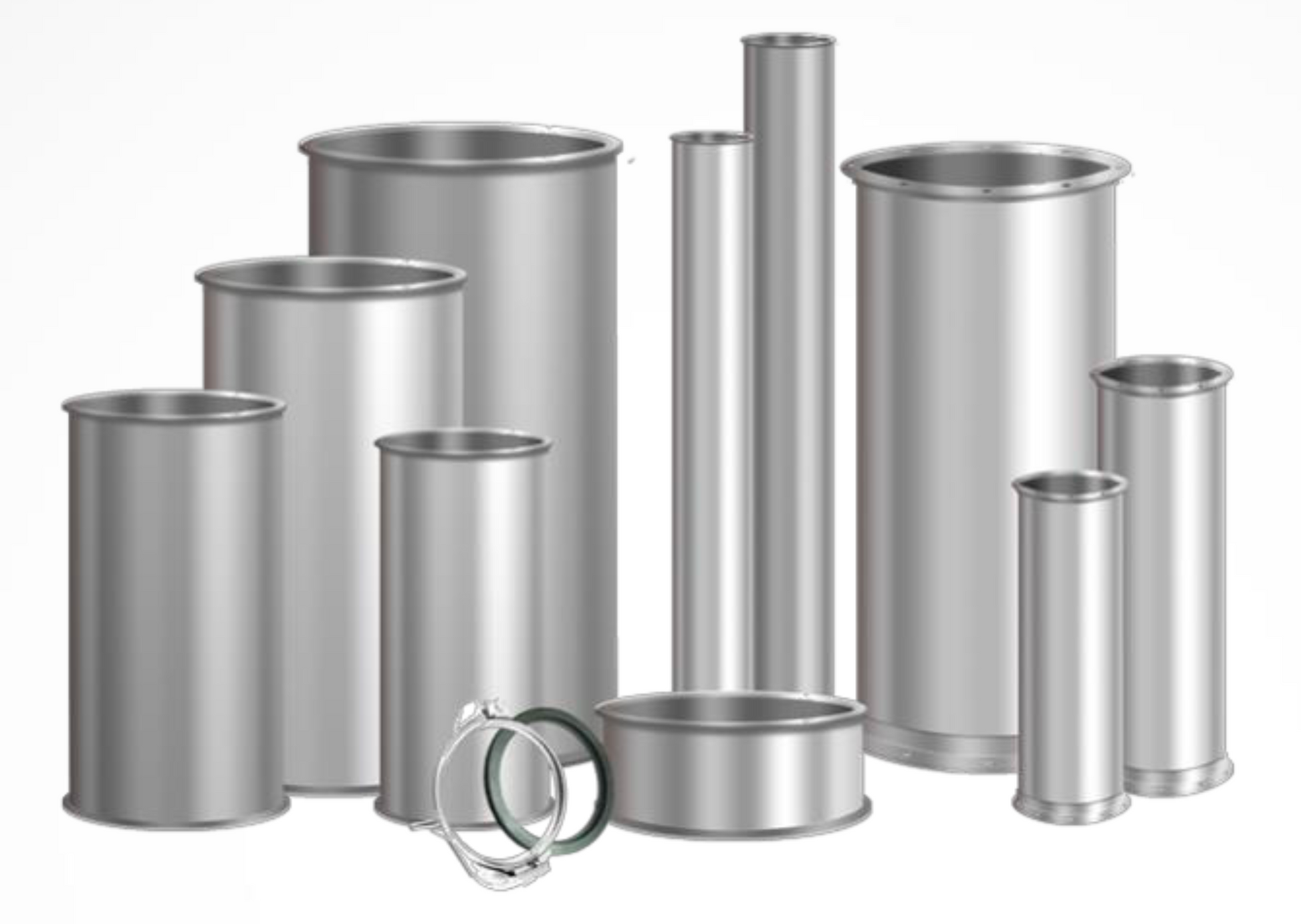 collage of dust collector pipe and clamps