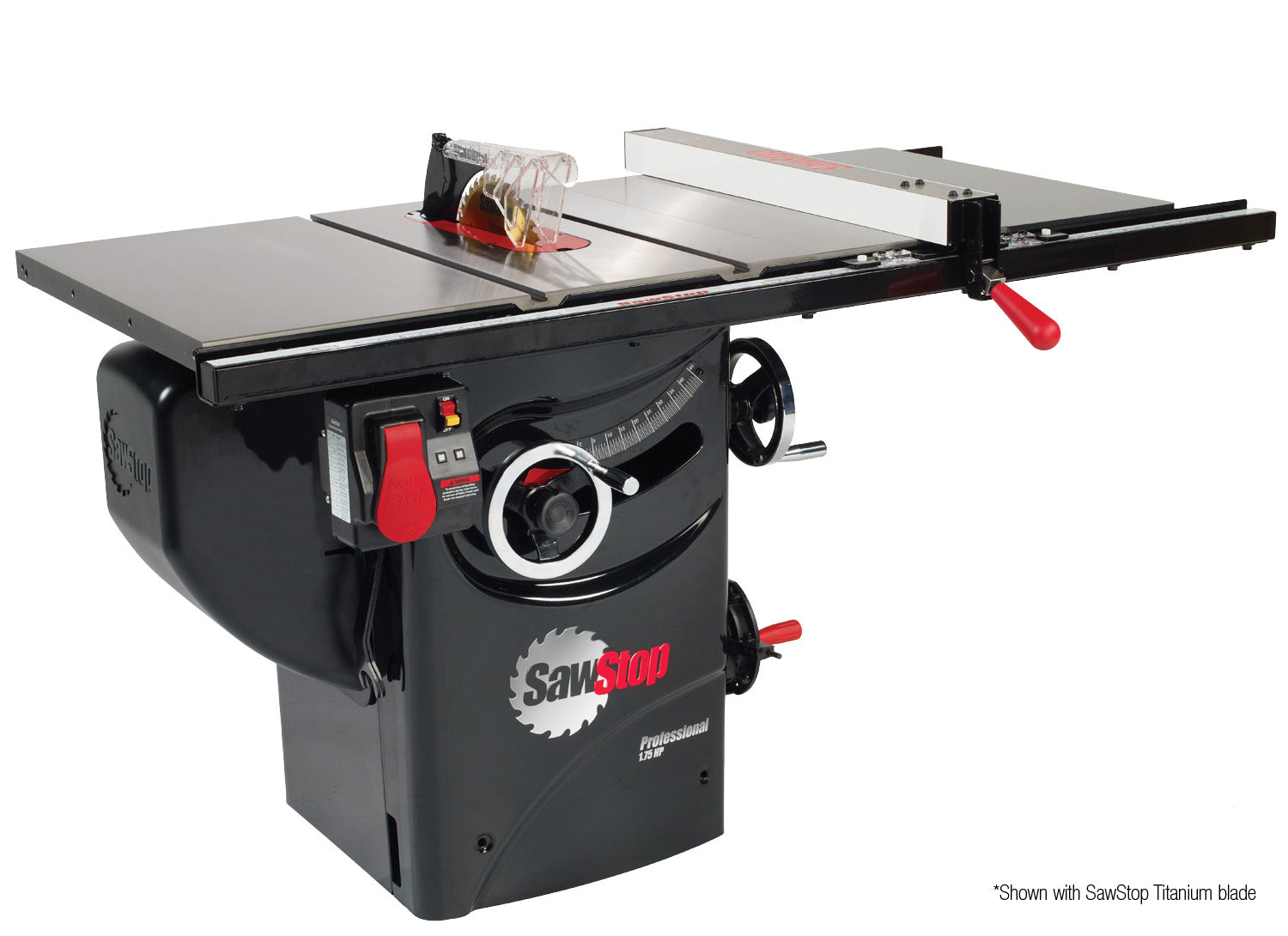 SawStop professional table saw, full cabinet stand, improved dust collection, 30" rip capacity