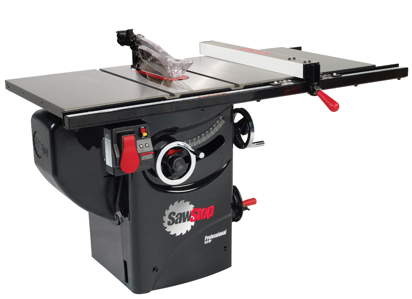 SawStop professional table saw, full cabinet stand, improved dust collection, 30" rip capacity