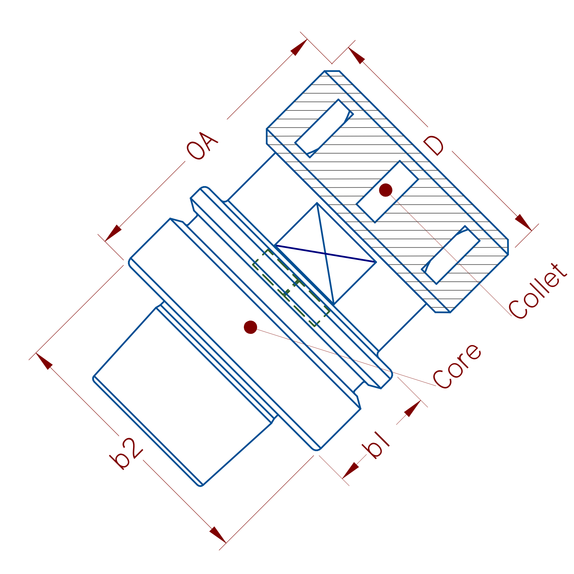 HSK collet chuck tool holder drawing