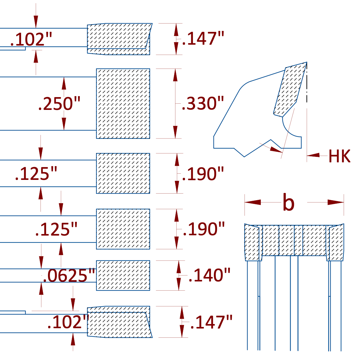 saw dado tooth profile drawing